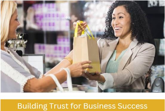 Retail worker building trust with customer through completing a purchase which leads to business success